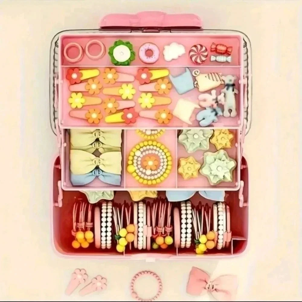 Cute pink cartoon style jewelry bin for women's hair accessories jewelry storage